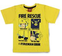 Fireman Sam T Shirt Kids Boys Girls Cotton (5-6 Years, Yellow)