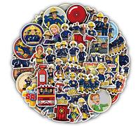 Fireman Sam Theme Sticker 100 PCS Anime Stickers Kids DIY Fireman Sam Stickers Set for Laptop Travel Case Notebook Scrapbook Waterproof Graffiti Decals Kid Teen Gift