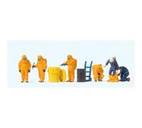 Firemen in Orange figure set (x6) + accessories Preiser 10732