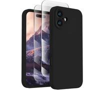 FireNova Designed for iPhone 16 Case, Silicone Upgraded [Camera Protection] Phone Case with [2 Screen Protectors], Soft Anti-Scratch Microfiber Lining Inside, 6.1 inch, Black