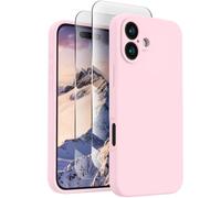 FireNova Designed for iPhone 16 Case, Silicone Upgraded [Camera Protection] Phone Case with [2 Screen Protectors], Soft Anti-Scratch Microfiber Lining Inside, 6.1 inch, Chalk Pink