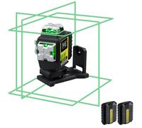 Fireocre Laser Level, 4 x 360 Self Leveling Green Tiling Laser Tool, 3D Cross Line Laser Level Tool, High Accuracy Floor Laser with 2 Li-ion Batteries, Remote Control F95T-4G