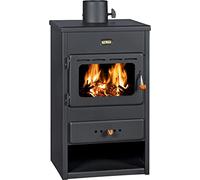 Fireplace 9 kW, Heating Power Wood Oven, Steel Black BImSchV Level 2, Wood Energy Class A