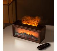 Fireplace Aroma Diffuser, Flame Essential Oil Diffuser Humidifier with Remote Control & Timer, 7-Color Ultrasonic Aromatherapy Fireplace Humidifier for Home, Bedroom, Office, Yoga(Dark wood)