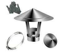 Fireplace Chimney Cap 201 Stainless Steel Chimney Cap Vent Cap Flue Cowl Silver Multifunctional Rain Cover 100mm 150mm 180mm Chimney Hole Cover for Vent(170mm)