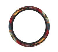 Fireplace Christmas House 15 Inch Print Elastic Steering Wheel Cover Universal, Anti-Slip Elastic Breathable Soft Rubber Car Steering Wheel Protective Cover.