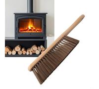 Fireplace Cleaning Brush with Wood Handle, Heavy Duty Hearth Sweeping Tool, Ash Removal Scrubbing Brush for Wood Burner Stove Grate