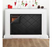 Fireplace Cover Blanket with Hook and Loop Tape - Insulated Fireplace Blocker for Heat Loss - Black 36" W x 36" H