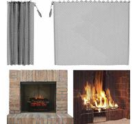 Fireplace Curtain Screen - 2 Mesh Screens That Enhance The Style Of The Fireplace - Wide Black Panels Prevent Sparks From Damaging Your Fireplace Or Carpet