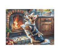 Fireplace Cute Corgi 500 Piece Jigsaw Puzzle for All Ages Valentines Day Gift Couple Activity Smooth Edges Home Decor Bonding Experience 500 PCS