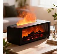 Fireplace Diffuser 150ml Ultrasonic Cool Mist Humidifier 7 Color Adjustable Flame Effect Aromatherapy Night Light Waterless Auto Shut Off Timer Function Humidification and Aromatherapy Combined