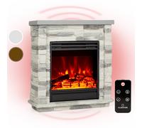Fireplace Electric Heater Freestanding Indoor Polystone Timer Remote 1800 W Grey