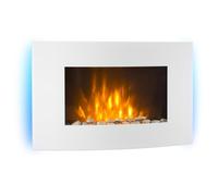 Fireplace Electric Space Heater Indoor Fire Effect Glass Home Remote 2000W White