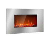 Lausanne Luxe Electric Fireplace 2000W 2 Heat Settings 90 cm Stainless Steel