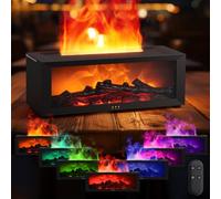 Fireplace Essential Oil Diffuser, 150ML 3D Flame With Remote Control, 7-Colour LED, Auto Off, Aromatherapy Humidifier for Bedroom Office