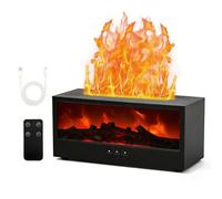 Fireplace Essential Oil Diffuser, 3D Fireplace Diffuser with Remote Control, 150ml Ultrasonic Cool Mist Humidifier with 7 Colors Lights & Waterless Auto Off & Timer, for Home Office Spa (Black)