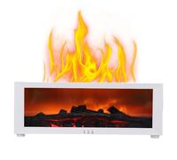 Fireplace Essential Oil Diffuser, Air Aromatherapy Diffuser, 150ml Ultrasonic Cool Mist Humidifier, 7 Colors Firelight Flame Diffusers with Remote, Waterless Auto-Off & Timer for Home Office (White)