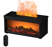 Fireplace Essential Oil Diffuser with Remote Control, 7 Colours Flame Aromatherapy Diffuser Mist Humidifier, 280ml Aroma Diffusers with Auto Shut-Off and Timer for Home, Office, Bedroom, Spa