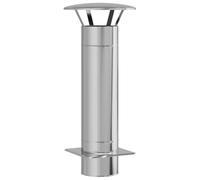 Fireplace Extension Silver Stainless Steel 35 x 35 x 82 cm with Rain Cover, Lightweight for Patio and Garden, Heat Resistant and Weatherproof for Wood Stoves and Swedish Stoves