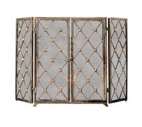 Fireplace Fence Beautiful Metal Fireplace Screen for Home Use Fireproof Three Fold Partition with Door Guardrail