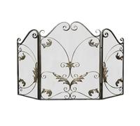 Fireplace Fence Black Classic Pattern Fireplace Partition Screen Floor Standing Heating Fence Fireproof Cover Iron Metal