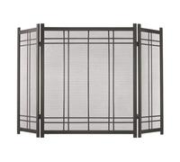 Fireplace Fence Black Minimalist Line Fireplace Screen Metal Partition Fire Source Fireproof Net & Decorative Rack