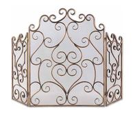 Fireplace Fence Bronze Fireplace Screen Iron Metal Fireproof Cover Guardrail Partition with Mesh Vintage Home Decoration