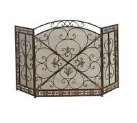 Fireplace Fence Elegant Fireplace Screen Fireproof Guardrail Iron Metal Partition Hollow Out Decoration for Living Room