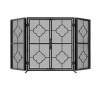 Fireplace Fence Floor Standing Four Fold Fireplace Screen Black Vintage Metal Protective Net Home Decorative Fence