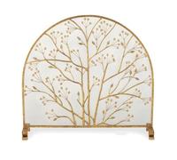 Fireplace Fence Golden Tree Themed Fireplace Screen Fireproof Mesh Iron Metal Protective Partition Panel