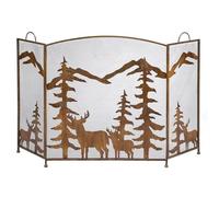 Fireplace Fence Screen Elk Christmas Tree Metal Fireplace Wrought Iron Door mesh Charcoal ash partition