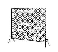Fireplace Fence Single-Sided Fireplace Screen Cast Iron Sides Sturdy Steel Frame Durable Metal Mesh Decorative Spark Guard Black Finish