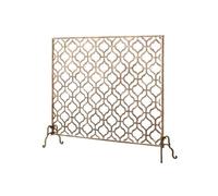 Fireplace Fence Single-Sided Fireplace Screen Cast Iron Sides Sturdy Steel Frame Durable Metal Mesh Decorative Spark Guard Black Finish