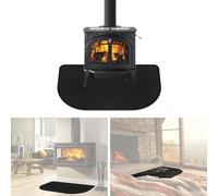 Fireplace Fireplace Mat, 0.2 x 102 x 50 cm, Semicircular Wood Stove Fire Mat for Wood Stove, Fireplace Fire Mat with Stove to Protect the Floor from Sparks, Black