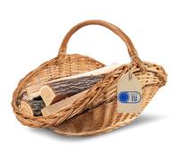 Fireplace Firewood Wicker Log Basket with 2 Stripes | 67 x 41 x 43 cm