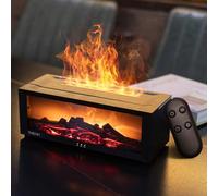 Fireplace Flame Air Diffuser Humidifier,7 Colors Aromatherapy Essential Oil Diffuser,Ultrasonic Aroma Humidifier with Timer for Home,Bedroom,Office,Yoga (BlackB, L)