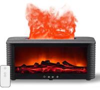 Fireplace Flame Aroma Oil Diffuser With Remote Control, 7-Color Flame Aromatherapy Humidifier, 250Ml Aroma Diffusers With Auto Shut-Off And Timer For Home, Office