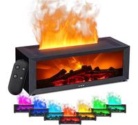 Fireplace Flame Diffuser, 150ml Cool Mist Humidifier, Upgrade 7 Colour Lights Essential Oil Diffusers with Timer and Waterless Auto Off for Home, Bedroom, Office, Spa