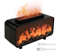 Fireplace Flame Diffuser, 200ml 3D Flame Essensial Oil Diffuser with 7 Colors, Good Quiet Cool Mist, Waterless Auto-Off Aromatherapy Humidifier for Home Living Room Bedroom Office