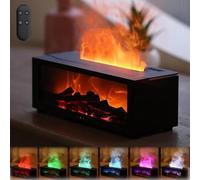 Fireplace Flame Diffuser for Home,7 Colors Bonfire Diffuser,150ML Ember Diffuser,Mini Flame Humidifier Diffuser,3D Flame Fireplace Aroma Diffuser,Campfire Flame Fire Diffuser (Black)