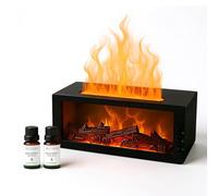 Fireplace Flame Diffuser & Humidifier - Ultrasonic Essential Oil Mist Maker with Remote, 7-Color LED Light, Bonfire Atmosphere for Home, Bedroom, Office (Black)