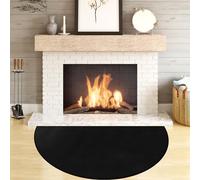 Fireplace Floor Mat, Hearth Fireproof Rug for Fireplaces and Woodstoves, High Temperature Fire Resistant Rug for Wood Stoves, Semicircle Shaped, Size 40" x24", Black Color
