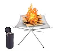 Fireplace Folding Campfire Rack Equipment for Outdoor Camping, Burning, Barbecue, and Wood-Burning Stove(Medium)