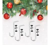 Fireplace For Mantle Stocking and Garland Hanger Set, Adjustable for Various Thicknesses, Securely Holds Stockings, Garland, Wreaths, and Lights for Holiday Use (White 4 packed only)