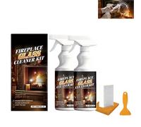 Fireplace Glass Cleaning Kit With Glass Cleaner & Scraper For Glasses Top Stove And Sponge, All-In-One Set For Fireplace, Wood Stoves Glasses, Oven And Grill Cleaner Heavy Duty (2)