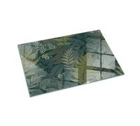 Fireplace Glass Hearth Plate with Print| Tempered Floor Protector Panel | Heat Resistant Stove Base | Decorative Spark Guard for Log Burner - 100x70cm (39.4×27.6 inch) - Plant motifs with butterflies