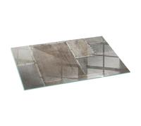Fireplace Glass Hearth Plate with Print | Tempered Floor Protector Panel | Heat Resistant Stove Base | Decorative Spark Guard for Log Burner - 140x70cm (55.1×27.6 inch) - Pattern of perforated metal