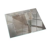 Fireplace Glass Hearth Plate with Print | Tempered Floor Protector Panel | Heat Resistant Stove Base | Decorative Spark Guard for Log Burner - 120x80cm (47.2×31.5 inch) - Pattern of perforated metal