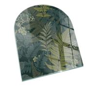 Fireplace Glass Hearth Plate with Print| Tempered Floor Protector Panel | Heat Resistant Stove Base | Decorative Spark Guard for Log Burner - 80x70cm (31.5×27.6 inch) - Plant motifs with butterflies