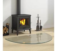 Fireplace Glass Plate Tempered Transparent 100x60cm Bevel Edge Floor Saver 250kg